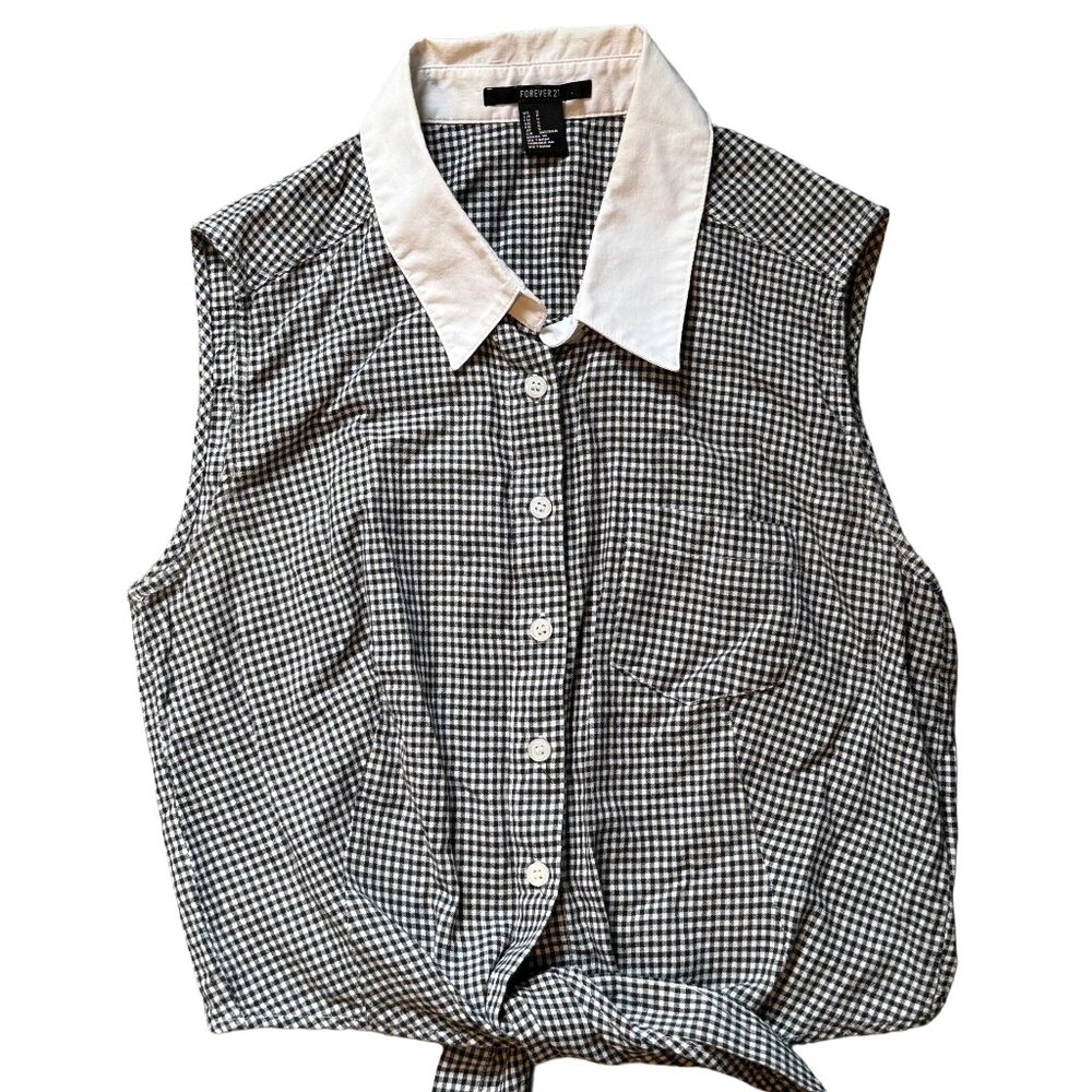 Forever21 Cropped Button Down with Tie - S